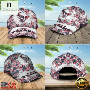Custom Name NFL Houston Texans Hawaiian Pattern Baseball Cap