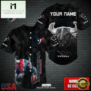 Custom Name NFL Houston Texans Mascot Baseball Jersey