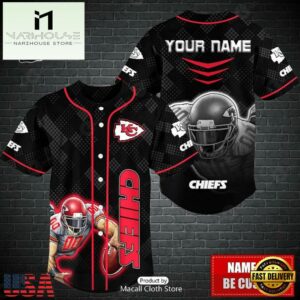 Custom Name NFL Kansas City Chiefs Mascot Baseball Jersey
