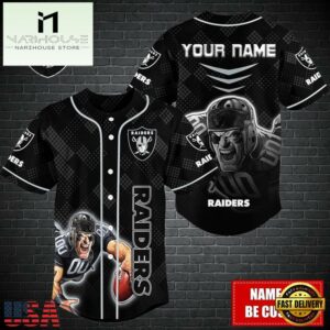 Custom Name NFL Las Vegas Raiders Mascot Baseball Jersey