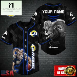 Custom Name NFL Los Angeles Rams Mascot Baseball Jersey