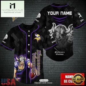 Custom Name NFL Minnesota Vikings Mascot Baseball Jersey