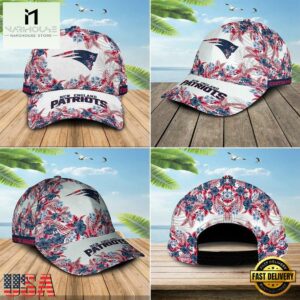 Custom Name NFL New England Patriots Hawaiian Pattern Baseball Cap