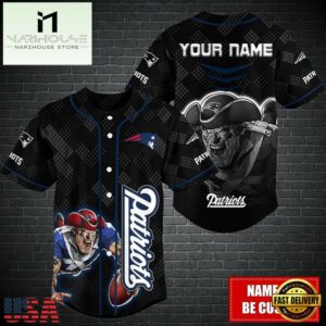 Custom Name NFL New England Patriots Mascot Baseball Jersey