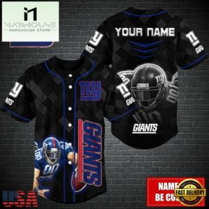 Custom Name NFL New York Giants Mascot Baseball Jersey