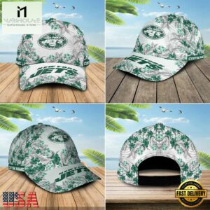 Custom Name NFL New York Jets Hawaiian Pattern Baseball Cap