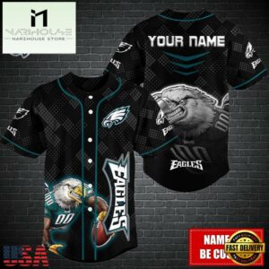 Custom Name NFL Philadelphia Eagles Mascot Baseball Jersey