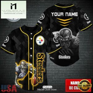Custom Name NFL Pittsburgh Steelers Mascot Baseball Jersey