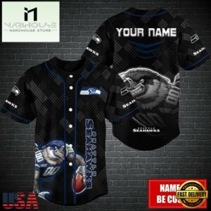 Custom Name NFL Seattle Seahawks Mascot Baseball Jersey