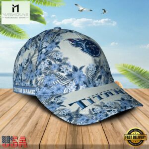 Custom Name NFL Tennessee Titans Hawaiian Pattern Baseball Cap