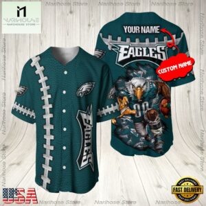 Custom Name Philadelphia Eagles NFL Mascot 3D Baseball Jersey Shirt
