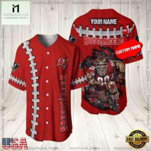 Custom Name Tampa Bay Buccaneers NFL Mascot 3D Baseball Jersey Shirt