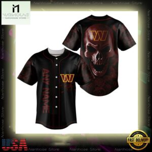 Custom Name Washington Commanders NFL Football Skull 3D Baseball Jersey Shirt