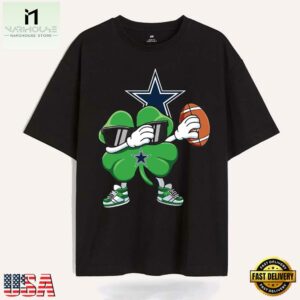 Dabbing Shamrock Football St Patricks Day Dallas Cowboys NFL 2025 T Shirt