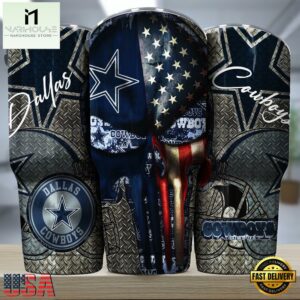 Dallas Cowboys NFL Skull Iron Pattern Tumbler