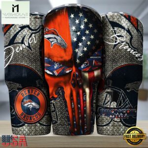 Denver Broncos NFL Skull Iron Pattern Tumbler