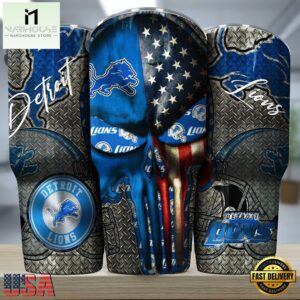 Detroit Lions NFL Skull Iron Pattern Tumbler