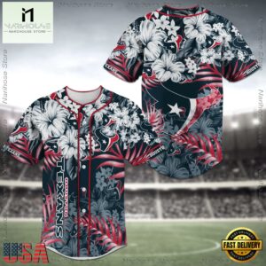 Houston Texans NFL Flower Baseball Jersey Shirt