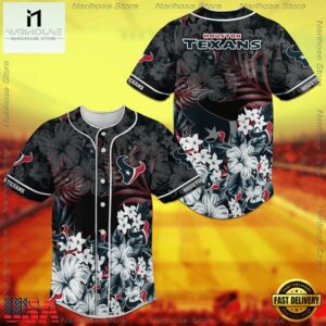 Houston Texans NFL Flowers Baseball Jersey Shirt