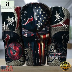 Houston Texans NFL Skull Iron Pattern Tumbler