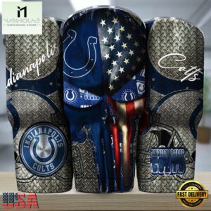 Indianapolis Colts NFL Skull Iron Pattern Tumbler