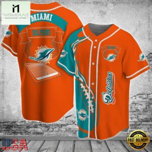 Miami Dolphins NFL Baseball Jersey Shirt