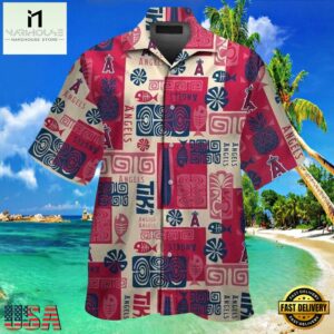 MLB Angels Tribal Print Style Hot Trending Summer Hawaiian Shirt With Polynesian Symbols
