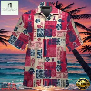 MLB Angels Tribal Print Style Hot Trending Summer Hawaiian Shirt With Polynesian Symbols