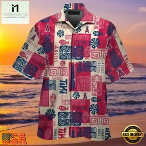 MLB Angels Tribal Print Style Hot Trending Summer Hawaiian Shirt With Polynesian Symbols