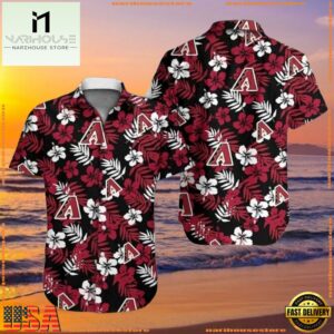 MLB Arizona Diamondbacks Black Floral Elegance Hawaiian ShirtGroup