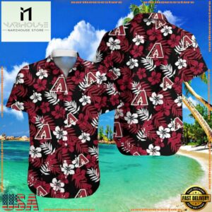 MLB Arizona Diamondbacks Black Floral Tropical Aloha ShirtGroup