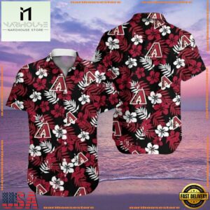 MLB Arizona Diamondbacks Black Floral Tropical Aloha ShirtGroup