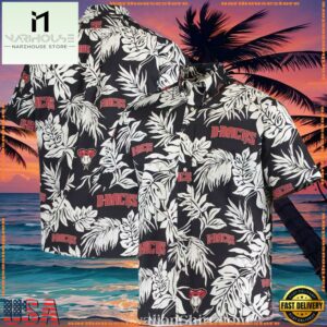 MLB Arizona Diamondbacks Botanical Hawaiian Shirt Monochrome EleganceGroup