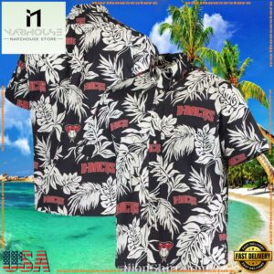 MLB Arizona Diamondbacks Botanical Hawaiian Shirt Monochrome EleganceGroup