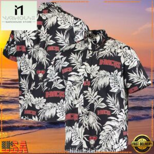 MLB Arizona Diamondbacks Botanical Hawaiian Shirt Monochrome EleganceGroup