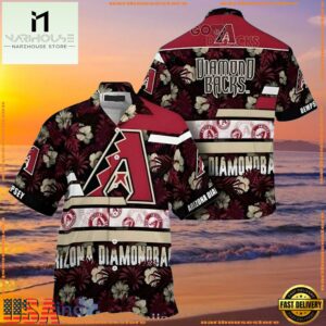 MLB Arizona Diamondbacks Floral Stripe Hawaiian Shirt Burgundy BloomGroup