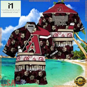 MLB Arizona Diamondbacks Floral Stripe Hawaiian Shirt Burgundy BloomGroup