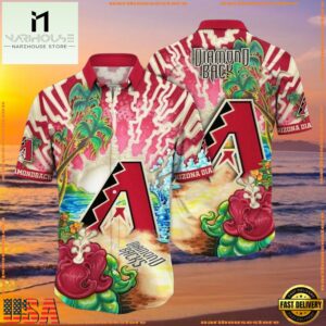 MLB Arizona Diamondbacks Psychedelic Palm Tropical Summer Hawaiian Shirt