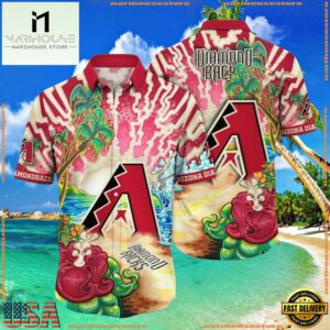 MLB Arizona Diamondbacks Psychedelic Palm Tropical Summer Hawaiian Shirt