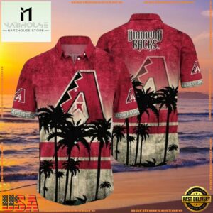 MLB Arizona Diamondbacks Red Palm Sunset Summer Hawaiian Summer Aloha Shirt