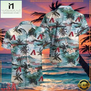 MLB Arizona Diamondbacks Seaside Retreat Aloha Shirt Serene BlueGroup