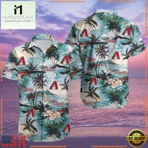 MLB Arizona Diamondbacks Seaside Retreat Aloha Shirt Serene BlueGroup