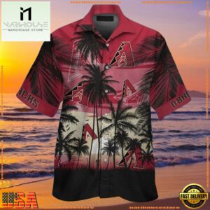 MLB Arizona Diamondbacks Silhouette Palm Sunset Summer Hawaiian Shirt