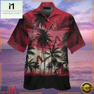 MLB Arizona Diamondbacks Silhouette Palm Sunset Summer Hawaiian Shirt