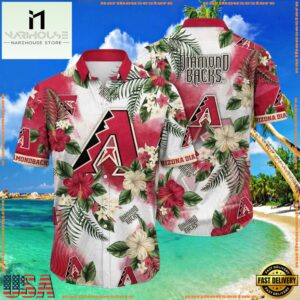 MLB Arizona Diamondbacks Tropical Hibiscus Summer Aloha Shirt Vintage, MLB Fans Gifts 7 MLB Arizona Diamondbacks Tropical Hibiscus Summer Aloha Shirt