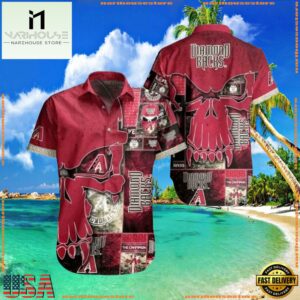 MLB Arizona Diamondbacks Vintage Skull Aloha Shirt