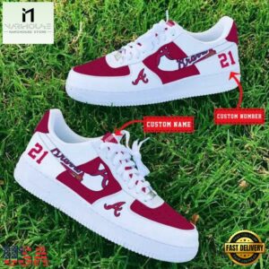 MLB Atlanta Braves Baseball Team Design Air Force 1 Shoes Sneaker