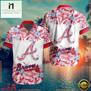 MLB Atlanta Braves Special Tropical Flower Hawaiian Shirt, Baseball Team Button Shirt Design
