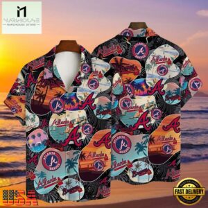 MLB Atlanta Sunset Braves Style Hot Trending Summer Hawaiian Shirt - Tropical Night Vibes