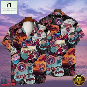 MLB Atlanta Sunset Braves Style Hot Trending Summer Hawaiian Shirt - Tropical Night Vibes